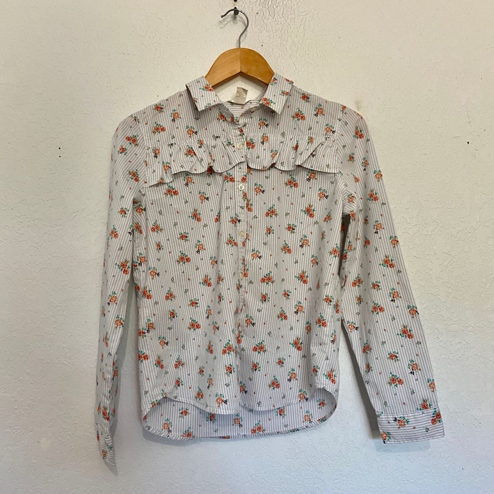 Forever 21 Floral Striped Collared Button Up
